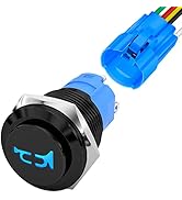 DaierTek Horn Button 12V Marine Horn Button 16MM Momentary Push Button Switch Stainless Steel Blu...