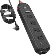Outdoor Power Strip Weatherproof, 7-in-1 Surge Protector with 4 Wide Outlets 2USB A and 1USB C,16...