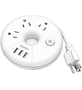 Travel Power Strip, NTONPOWER 3 Outlets 3 USB Portable Desktop Charging Station Short Extension C...