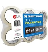 Grizzly Power Clear Packing Tape Refill Rolls for Shipping, Moving Packaging - True 2 Inch x 65 Y...