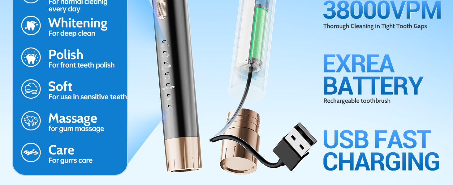 Six gear electric toothbrush