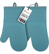Yutat Silicone Oven Mitts, Oven Gloves with Non-Slip Silicone, 600 Degree Heat Resistant, Soft Co...