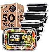 100-Piece (50-Pack) 34 OZ Meal Prep Containers Reusable with Lids, Sturdy Leakproof & Food Safe, ...