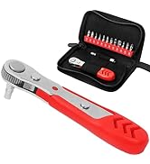 STREBITO Right Angle Screwdriver 14 Piece Mini Ratchet Set, Offset Screwdriver Low Profile Ratche...