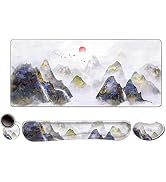 Extended Gaming Mouse Pad, Memory Foam Ergonomic Keyboard Mouse Wrist Rest Support Set, Large Des...