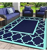 GENIMO 6' x 9' Outdoor Rug Waterproof for Patio Decor, Foldable Reversible Plastic Straw Area Rug...