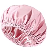 Doitory Satin Lined Shower Cap for Women, Reusable Waterproof Hair Cap, Large Washable Bath Caps ...