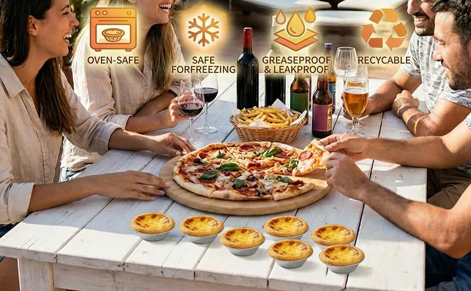 2.8 Inch Disposable Pie Tins Pans and Tinfoil Cupcake Circular Baking Cup