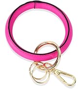 Junyuerly Wristlet Bracelet Keychain PU Leather Key chain Silicone Bangle Key Ring for Women Girls