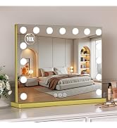 Bearolve Vanity Mirror with Lights, 23"×18" Large Hollywood Makeup Mirror with 15 Dimmable Bulbs,...