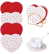 Handmade Braided Cotton Coasters Non-Slip Absorbent Drink Coasters with Holder for Birthday Table...