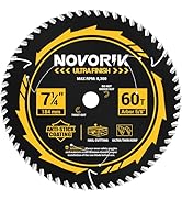 NOVORIK Circular Saw Blade, 7-1/4'', 60T, Unique Teflon Anti-Stick Coating, TCT Carbide Saw Blade...
