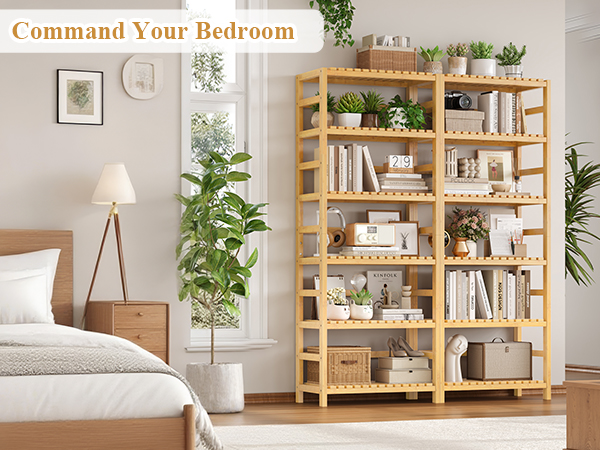 FOTOSOK 6-Tier Bamboo Shelf