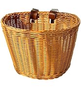 Woven Bike Basket Front – Handmade Plastic Wicker Bicycle Basket with Adjustable PU Straps, Fits ...