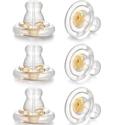 Formulen Silicone Earring Backs, 6pcs 18K Gold Silicone Earring Backs Replacements, Locking Earri...