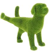Mikikit Realistic Flocking Puppy Statue Artificial Dog Peeing Decor Weatherproof Outdoor Dog Orna...