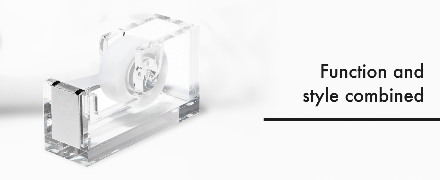 Acrylic tape dispenser Clear tape Silver Non-slip Heavy-duty Modern Desk Organizer Cute Office Gift