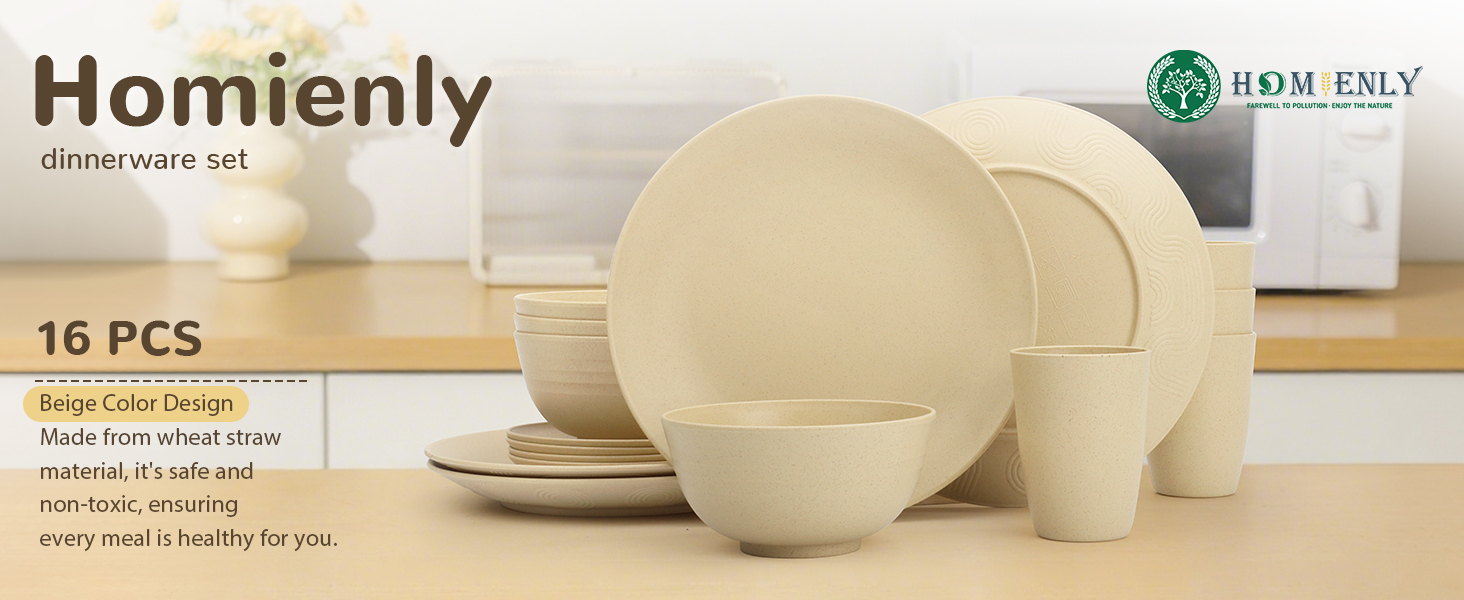wheat straw dinnerware set plates and bowls set dishes set for 4 dish set service for 4 dishes