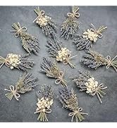 Mini Dried Flower Bouquet Set of 12, Small Lavender Bouquets, Bohemian Wedding Table Centerpieces...