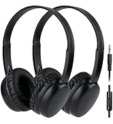 Wensdo 2 Pack Kids Headphones with Microphone for Classroom School, Durable Wired On-Ear Headset ...
