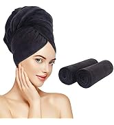 SUNLAND Microfiber Hair Drying Towel 2 Pack Super Absorbent Quick Dry Magic Hair Turban for Dryin...