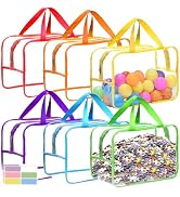 12.6 * 9.25 * 6.9 IN Extra Large Toy Storage Bags, 6 Packs Clear Colorful Waterproof Toy Organize...