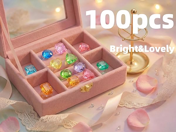 PASEMM 100Pcs Gem Rings Toys for Kids