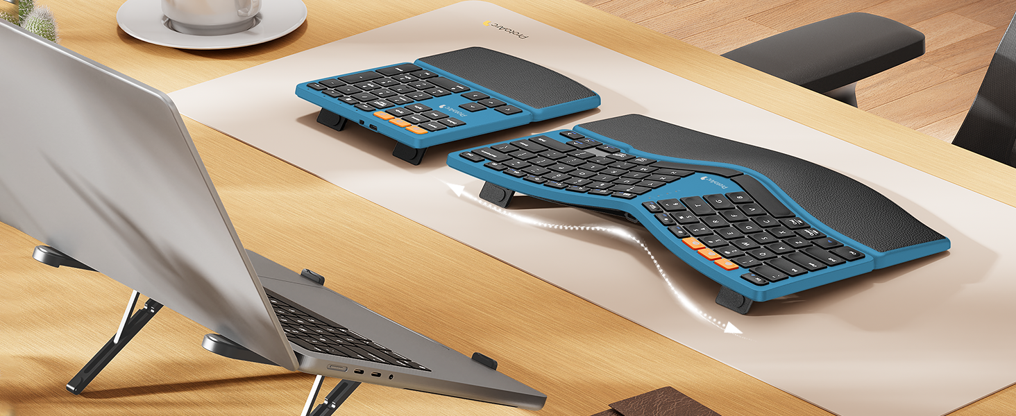 Ergonomic Keyboard with number pad - black blue A+ (11)