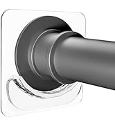 2 Pack Adhesive Curtain Rod Holders, No Drilling Shower Curtain Tension Rod Support Holder, Trans...