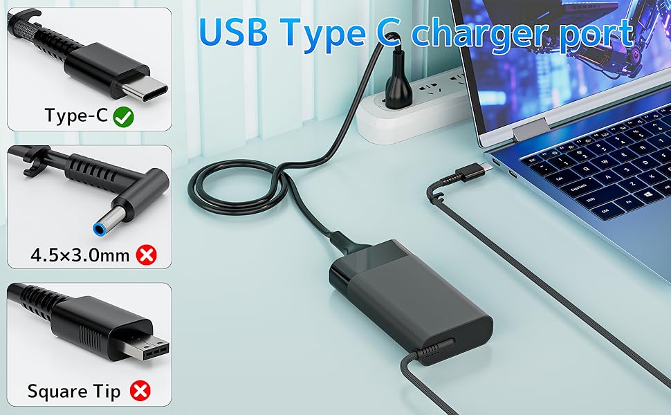 The interface compatible with HP 65W laptop charger
