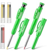 Hiboom 2 Pack Solid Carpenter Pencils with Pencil Cap and 18 Refills, Long Nose Deep Hole Mechani...