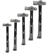 ABN Ball Pein Hammer 5-pc Set – 8, 12, 16, 24, 32 oz – Fiberglass & Carbon Steel for Metal Rivet,...
