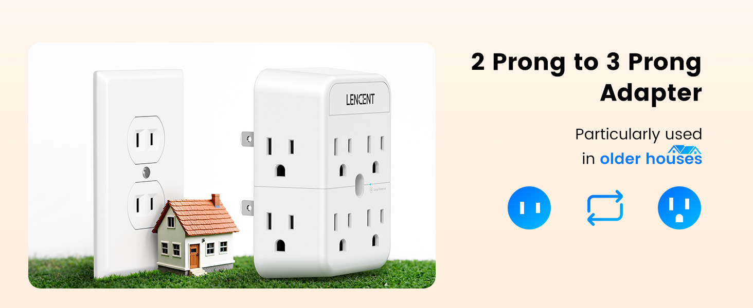 2 to 3 prong outlet adapter