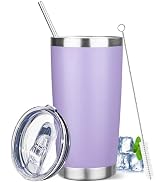 YEBTS Life 20 oz Tumbler with Lids and Straws, Stainless Steel Insulated Travel Coffee Mug, Doubl...