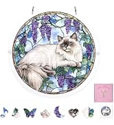 Acrylic Puzzle Suncatcher, 83 Pieces Cat Purple Wisteria DIY Acrylic Sun Catcher Puzzle Kit for D...