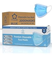Litepak 2000pcs Disposable Face Masks Black 3-Ply Adult Mask Nose Wire Protection - Breathable Pr...