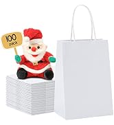 METRONIC Gift Bags 5.25x3.75x8 100Pcs, White Paper Bags with Handles Bulk | Recycled Kraft Paper ...