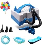 Electric Balloon Pump,Portable Dual Nozzle Electric Balloon Inflator/Blower with Multipurpose Hos...