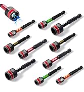 Geinxurn Impact Nut Driver Set, 10 Pieces 2.56”Long 1/4”5/16”3/8”7/16” 1/2”6 Point Alloy Steel Ma...