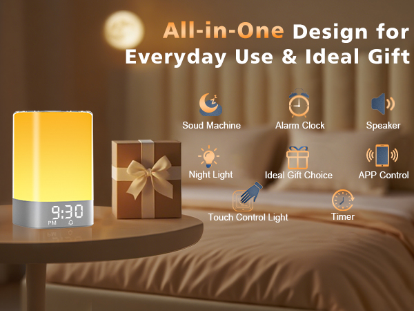 sound machine night light alarm clock for kids birthday gifts for women gifts for 10 year old girl