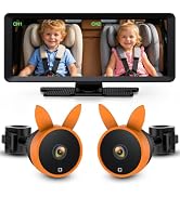 Babyvue Baby Car Camera BV3 MAX, Dual Baby Car Monitor with Recording, 7.2" 1080P Split Screen, A...