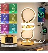RGB Spiral Table Lamp, Modern LED Table Lamp, Chrome Cool Bedside Lamps, 7 Colors & 10 Light Mode...