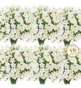 Besteek 16 Bundles Artificial Flowers for Outdoors Decoration Fake Silk Flowers UV Resistant Faux...