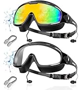 Aegend New Adult Wide View Swim Goggles, Anti-Fog/UV No Leak Swimming Goggles with Ear Plugs for ...