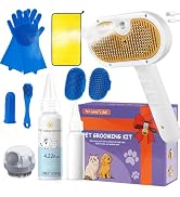 Pet Steam Brush Set for Dogs & Cats, Includes 3-in-1 Self Cleaning Spray Comb, Waterless Shampoo,...