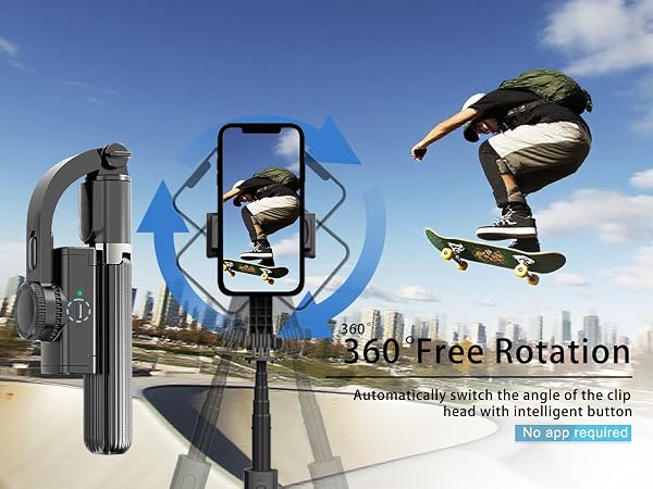 Selfie Stick Head Stabilizer, 360° Swivel Tripod with Wireless Remote, Portable Cell Phone Holder