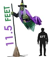 Halloween Decorations Outdoor - 11.5 Ft Animated Hovering Witch Animatronics - Sound & Touch Acti...
