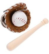 Abaodam Miniatures Sports Baseball Bat Set, Glove Bat and Ball Set Mini Dollhouse Accessories Fai...