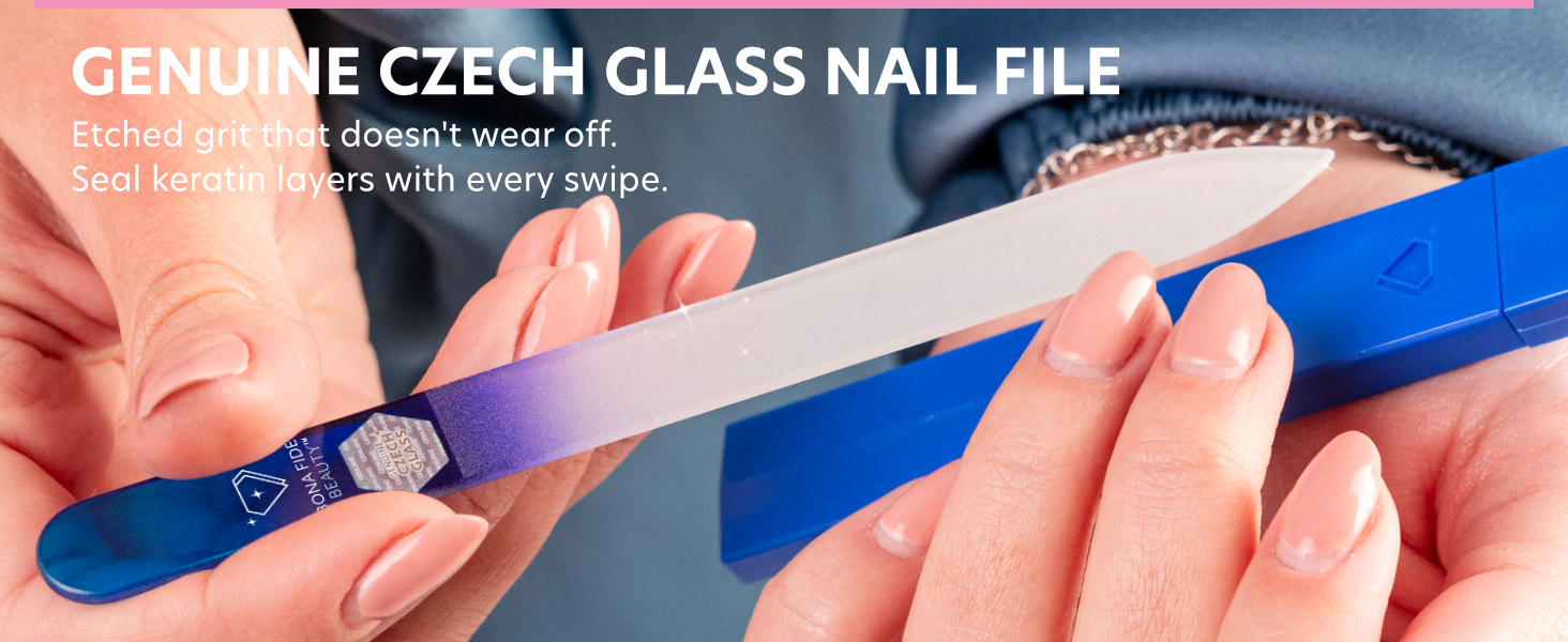 Czech glass nail file with hardcase fingernail file