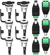 DaierTek DC Jack 5.5x2.1MM Pre-Wired Female DC Power Jack Panel Mount Barrel Jack with 5.5 x 2.1 ...
